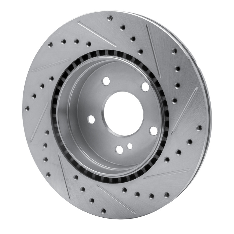 Chrysler CrossFIRE Brake Rotor (1) - Rear Left - R1 Concepts - Drilled & Slotted - Silver - `98-`09